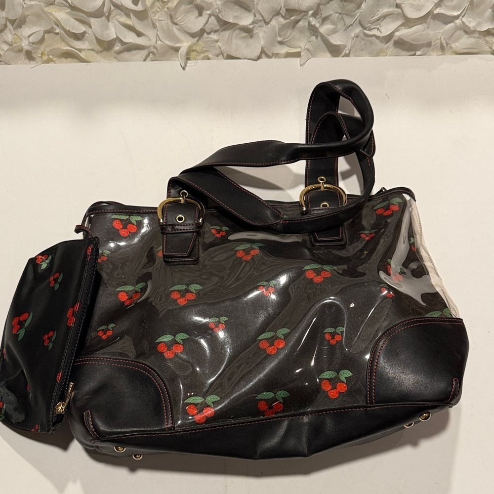 Joan Rivers Black Tote with Cherry Design